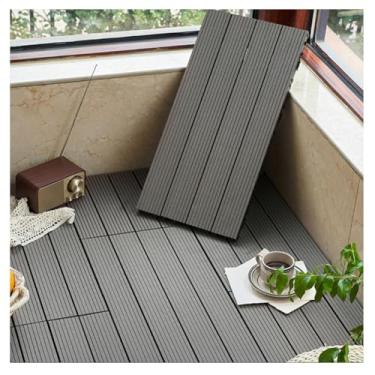 Imagem de SPXMQSS Azulejos para decks, azulejos de piso compostos, azulejos de convés interligados para exterior interior pátio jardim varanda terraço fácil de instalar 30 x 60 x 2,3 cm D 12 peças