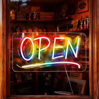Imagem de Sinais abertos para empresas, luz aberta neon LED iluminada para porta de janela de negócios pendurar na parede, café, lanchonete, restaurante, barbearia, loja, loja, alimentação USB e regulagem