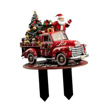 Imagem de Fenteer Placa de Natal para Jardim com Papai Noel, Arte, 30cm, Estaca para Fixação no Chão, Decoração Natalina para Caminho, Gramado, Casa de Campo, e