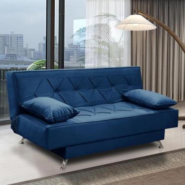 Imagem de sofá cama 1,80m Isa Suede Azul Adonai Estofados
