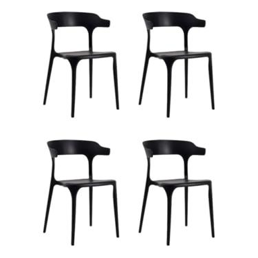 Imagem de Kit 4 Cadeiras de Jantar Chifre Preta - Design Moderno em Polipropileno, Ideal para Sala e Cozinha Residencial