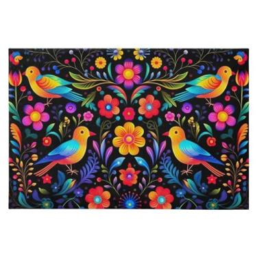 Imagem de Wassud Tapete de porta com design de arte mexicana 61 x 89 cm, antiderrapante, lavável, com suporte de borracha, tapete macio e macio para sala de estar, quarto, entrada, entrada