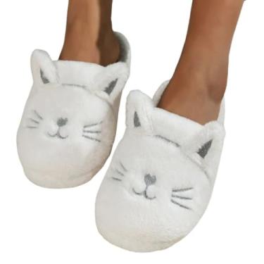 Imagem de Pantufa Feminina Infantil de Gato Antiderrante Macia Confortavél (Branco, 37-38, BR, Adulto, Numérico, 38)