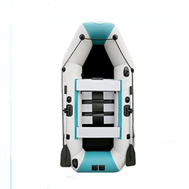Imagem de LMJYU Barco inflável de borracha de 2,3 m, barco de pesca espesso, barco de assalto com fundo duro, barco rígido, para uma pessoa, artesanato, hovercraft, esportes aquáticos