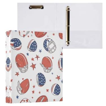 Imagem de STAYTOP Organizador de fichário redondo de bola e capacete de futebol americano, fichário de 3 anéis com prancheta (carta A4), fichário fofo para material de escritório escolar