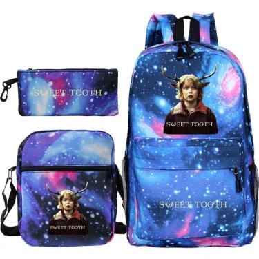 Imagem de Conjunto de mochilas escolares Sweet Tooths, bolsa estampada em anime, 3 unidades