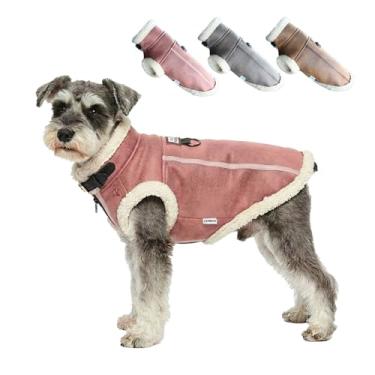 Imagem de LUVMOJO Jaqueta aviadora retrô para cães, casaco de inverno forrado de lã de ovelha para cães pequenos, médios, roupas quentes à prova de vento estilo piloto para cachorrinhos, roupas para clima frio