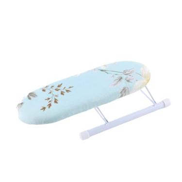 Imagem de MotiveTech Tábua de passar roupa pequena, portátil, com suporte estável para mesa e dobrável, ideal para viagens e lavanderia, Azul