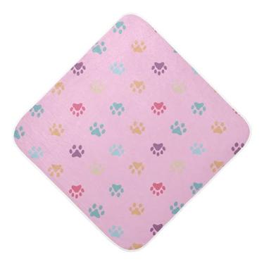 Imagem de Burbuja Toalha de banho de bebê com estampa de pata colorida - Toalha com capuz de musselina macia e absorvente para recém-nascido, 76 x 76 cm