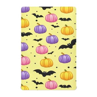 Imagem de Burbuja Lençol de berço colorido de abóboras para meninos e meninas, lençol com elástico 71 x 132 cm para colchões de berço padrão e infantil, macio e respirável