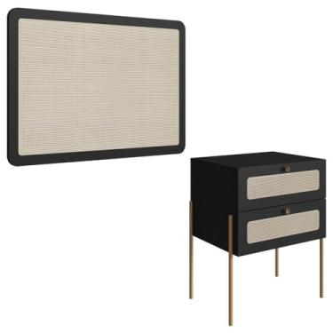 Imagem de Conjunto Cabeceira Solteiro Maia 90cm e Mesa de Cabeceira Selene 2 Gavetas PÃ:copyright: Metal Palhinha Oslo Artesano