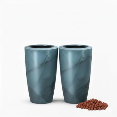 Imagem de Kit 2 Vaso Para Plantas Classic Conico com Argila Expandida (Verde Guatemala)