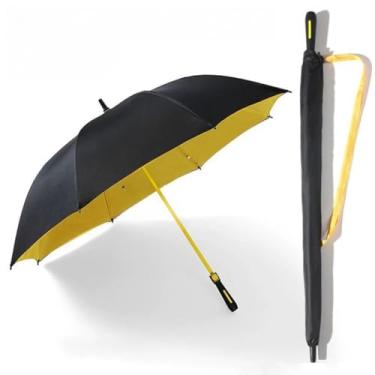 Imagem de Guarda-Chuva Grande Automático - Fibra de Vidro Blackout para Proteção UV, Reforçado para Tempestade(amarelo)