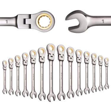 Imagem de MoJoTools Conjunto de chaves de catraca de cabeça flexível (catraca de cabeça flexível SAE de 1/10.2 cm-2.5 cm)