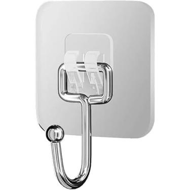 Imagem de UYID Ganchos adesivos grandes para pendurar ganchos de parede resistentes 10 kg gancho de toalha autoadesivo impermeável transparente