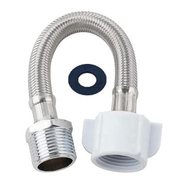 Imagem de HOME TBS Mangueira de extensão de aço inoxidável de 15 cm macho para fêmea para assento de vaso sanitário trançado conector de pulverização portátil fácil de apertar, durável, linha flexível