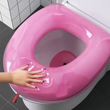 Imagem de Tampa de Assento Sanitário de Silicone Lavável, Impermeável, Portátil, Espuma Macia, Adesiva, Reutilizável - Rosa
