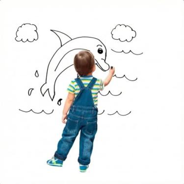 Imagem de Papel de Parede Adesivo Lousa Quadro Branco, 2m x 45cm, Superfície para Escrita e Desenho, com Marcador e Apagador