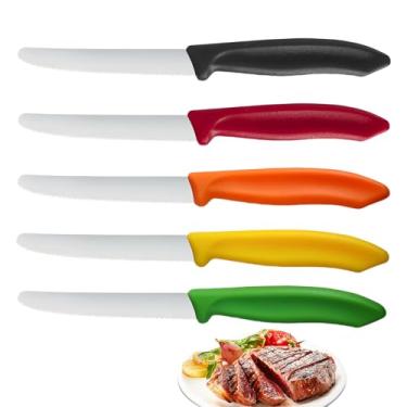 Imagem de Cortador Para Bifes Serrilhado,5 Peças em Aço Inoxidável Serrilhado Leve e Anti-Derrapante | Conjunto Para Cortar Carne E Bifes - Para Restaurantes, Preparo De Refeições,