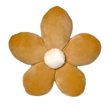 Imagem de Almofada Flor Margarida De Pelúcia Decoração sofá Quarto Sala 40x40cm(Bege)