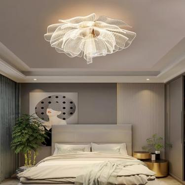 Imagem de Luminária de teto LED moderna com design criativo em acrílico em formato de flor. Ideal para decoração de quartos, halls de entrada, corredores, salas de estar e residências. Possui função d