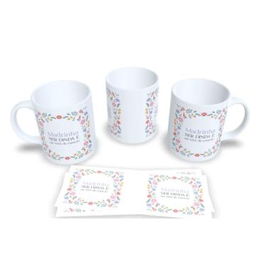 Imagem de Caneca de Cerâmica Personalizada Dinda eu amo você, Design Floral com Coração, Branca (15)