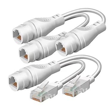 Imagem de ZEZEFUFU 2 peças 1 a 2 adaptadores de rede divisor à prova d'água PoE adaptador divisor RJ45 Ethernet conectores divisor para cabo Cat5/Cat6