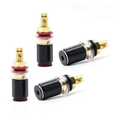 Imagem de ZEZEFUFU 4 peças de terminal de soquete de condutor fundido de ródio banhado a ouro 24 K com amplificador HiFi