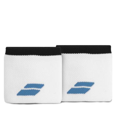 Imagem de Munhequeira Babolat Logo Curta com 02 Unidades Branco e Azul-Unissex