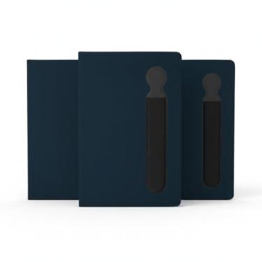 Imagem de Caderno de Anotações com Suporte para Caneta, Capa Dura em PU, 80 Folhas Pautadas, Cor Azul Escuro, 21,5x14,5cm (3, Azul)