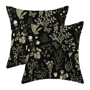 Imagem de Conjunto de 2 capas de almofada para primavera, 45,7 x 45,7 cm, botânica, botânica, floral, floral, verão, sazonal, planta, fazenda, capa de almofada decorativa para casa, sofá, decoração ao ar livre