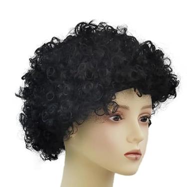 Imagem de Peruca de Festa Vintage com Franja Preta para Evento Cabelo Cacheado e Fluffy Design Único Pele Amigável Confortável Usar Visual Brincalhão Palhaço Quirky Ser o Centro das Atenções Jornada Alegre