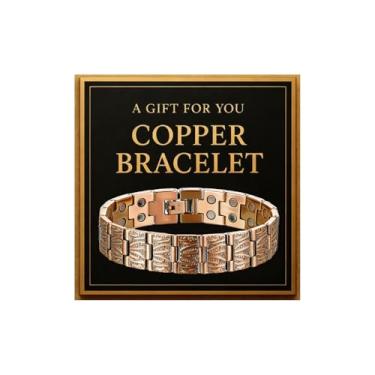 Imagem de YANCHUN Pulseira de cobre masculina de cobre para alívio da dor presente para pai, marido, dia dos pais, aniversário, presente de Natal, Large, Sem Pedra Preciosa