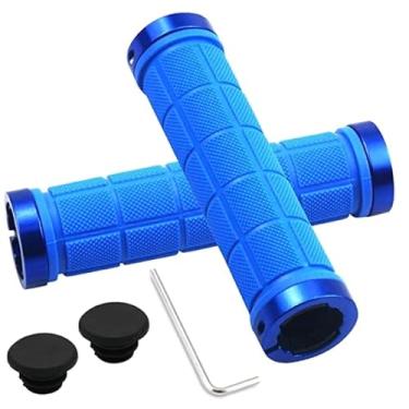 Imagem de 2 pegas universais de guidão de bicicleta de 22 mm, travas de guidão de bicicleta, trava dupla de alumínio com tampas de extremidade de barra para BMX MTB