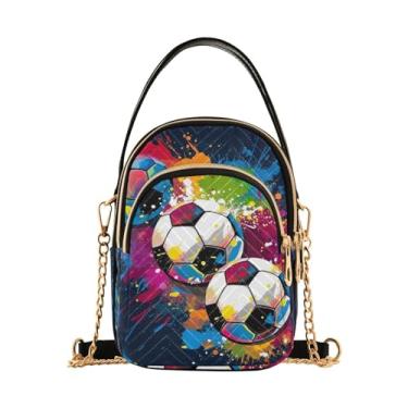Imagem de As bolas de futebol com cores são bolsa de ombro salpicada para mulheres, bolsa transversal com alça removível, bolsas transversais ajustáveis, Bolas de futebol com respingos de tinta-2, One Size