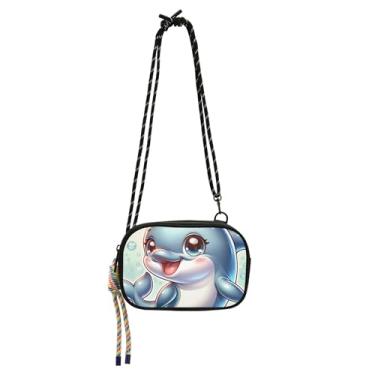 Imagem de TSENQUE Bolsa feminina pequena bolsa tiracolo carteira para telefone designer bolsa de ombro pequena desenho animado golfinho fofo