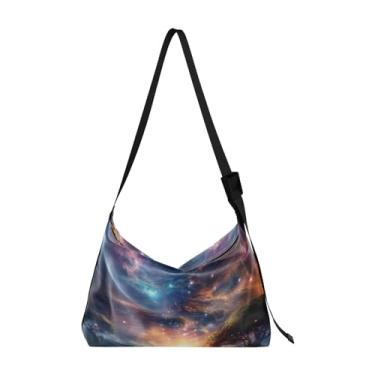 Imagem de Bolsa tiracolo grande de couro com macieiras de outono, bolsa tiracolo moderna, bolsa masculina de couro, Space in a Galaxy Around a Tree-2, One Size
