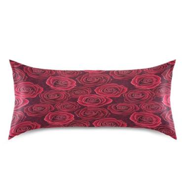 Imagem de Blueangle Fronha de cetim refrescante para cabelo e pele, fronha rosa dos namorados, tamanho king 50,8 x 101,6 cm com fecho de envelope (884)