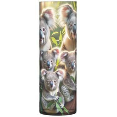 Imagem de Vasos de flores cilíndricos para centros de mesa, fofos, coalas, família, fofo, alto, decorações personalizadas de plástico para quarto, 30 cm x 9,9 cm