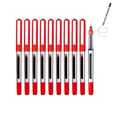 Imagem de GZBABY Canetas esferográficas de ponta fina, 10 peças, caneta esferográfica de secagem rápida, caneta de gel para assinatura de escrita, 0,5 mm, grande volume (vermelha)