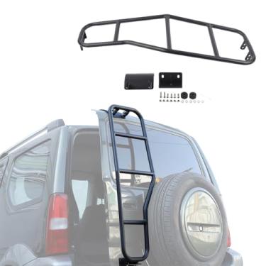 Imagem de KINGJUNHAO Escada de porta traseira de carro para Suzuki Jimny 2007-2017 acessórios exteriores de escada de porta-malas, liga de alumínio resistente/ferro/aço inoxidável e ABS