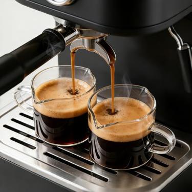 Imagem de Conjunto de 2 xícaras de café espresso, acessórios para máquina de espresso, xícaras de café expresso para baristas domésticos - acessórios essenciais para barra de café, conjunto de copos de café