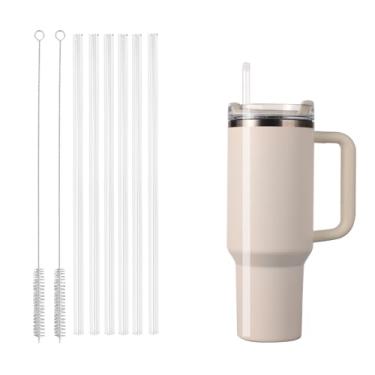 Imagem de 6 canudos de substituição para Stanley, canudos reutilizáveis de plástico transparente com 2 acessórios de copo de escova de limpeza compatíveis com copo Stanley Cup 40/30/567.0 g