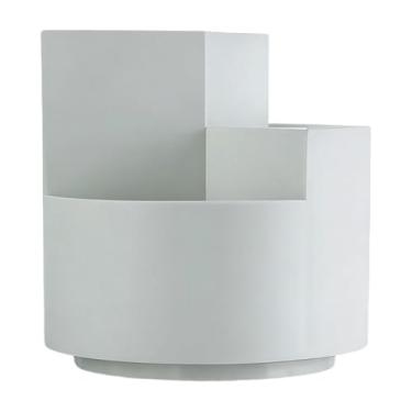 Imagem de Fockety Suporte para Caneta Giratório, Multifuncional Com 3 Slots Organizador de Material de Papelaria Giratório de 360 ​​graus Organizador de Mesa de Plástico para Trabalho (GREY)