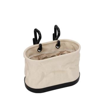 Imagem de Treasea Bolsa balde de lona, ganchos aéreos oval balde de ferramentas, fundo de polipropileno preto, 15 bolsos, organizador de bolsa de ferramentas para construção, manutenção industrial, eletricistas