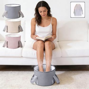 Imagem de Balde de banho dobrável para viagem e acampamento, bacia portátil para pedicure e relaxamento