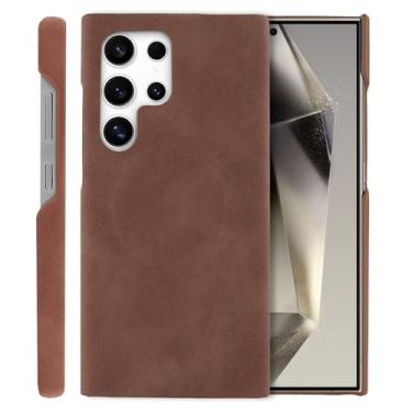 Imagem de SOKAD Capa de couro para Samsung Galaxy S24 Ultra compatível com Magsafe, design elegante vintage para homens e mulheres, capa protetora antiderrapante fina e fina para Galaxy S24 Ultra, marrom