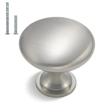 Imagem de Manoplas redondas de armário Homdiy, puxadores de armário, puxador de armário de cozinha, puxadores de gaveta modernos, Redondo, 5 Paxk, Brushed Nickel