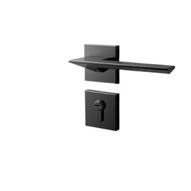 Imagem de Fechadura de porta interna preta simples silenciosa de madeira fechadura magnética de liga de zinco para quarto (Yahei 58 mecânica)