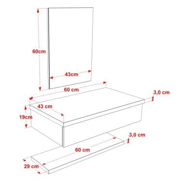 Imagem de Bancada para Banheiro com Cuba Folha F44 Prateleira e Espelheira 606w Metrópole Compace